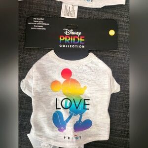 Disney Pride pet shirt size XS or S or Lg & one pride pin.